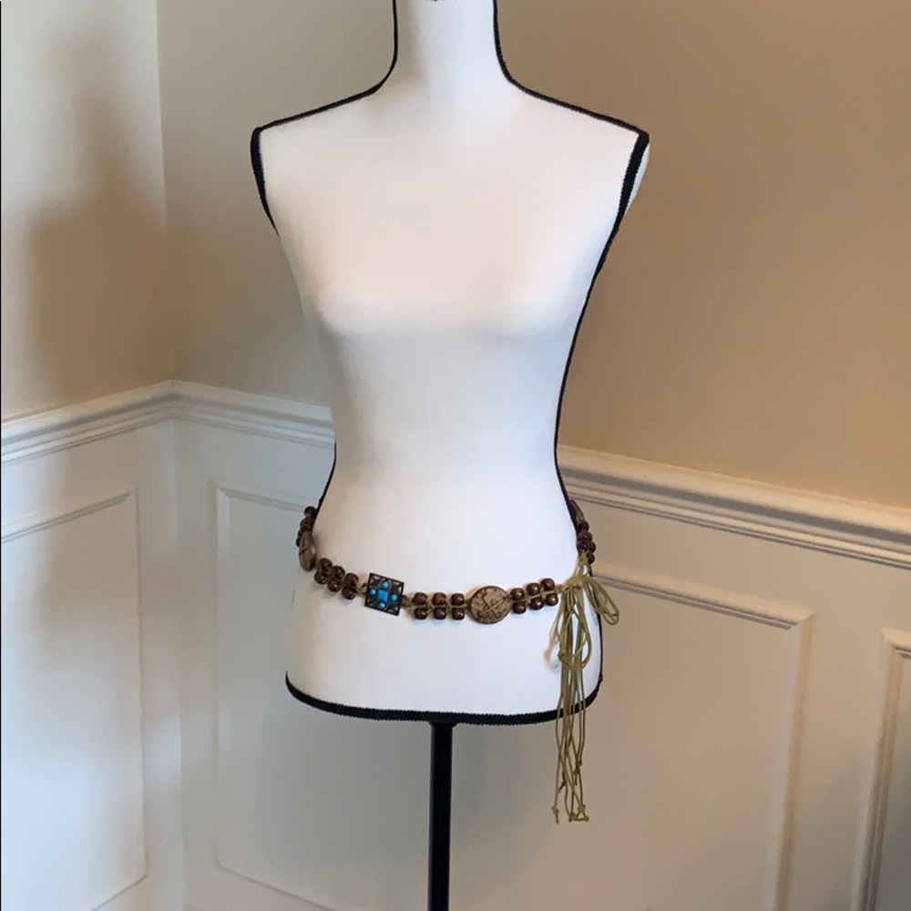 Wood& turquoise corded belt.